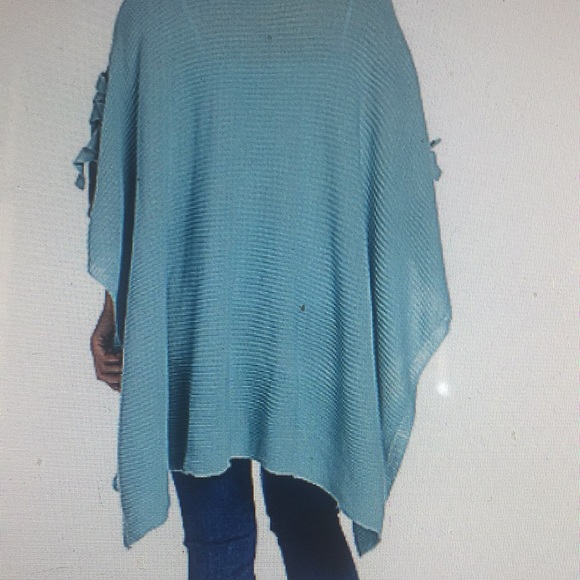 NEW tie BLACK ONLY Grommet detailed Poncho/sweater - Picture 6 of 6